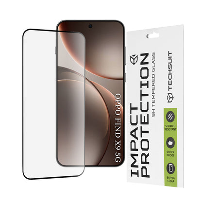 Pellicola protettiva schermo Techsuit per Oppo Find X9, Vetro Temperato, Full Glue, 111D, Nera