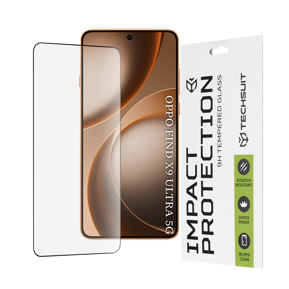 Pellicola protettiva per schermo Techsuit per Oppo Find X9 Ultra, Vetro Temperato, Full Glue, 111D, Nero