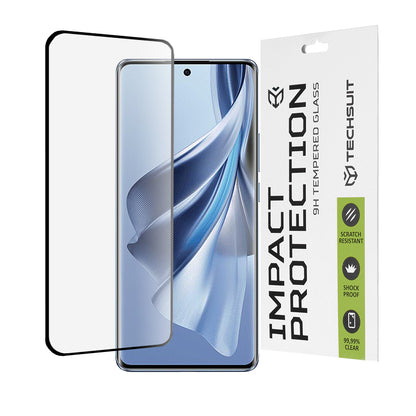 Pellicola protettiva per schermo Techsuit per Oppo Reno10, Vetro temperato, Full Glue, 111D, Nero