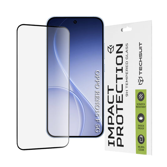 Pellicola protettiva schermo Techsuit per Oppo Reno15 FS / Reno15 F, Vetro Temperato, Full Glue, 111D, Nera