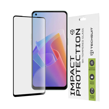 Pellicola Protettiva per Schermo Techsuit per Oppo Reno8 Lite / Reno7 / Reno7 Lite / Oneplus Nord N20 5G, Vetro Temperato, Full Glue, 111D, Nero