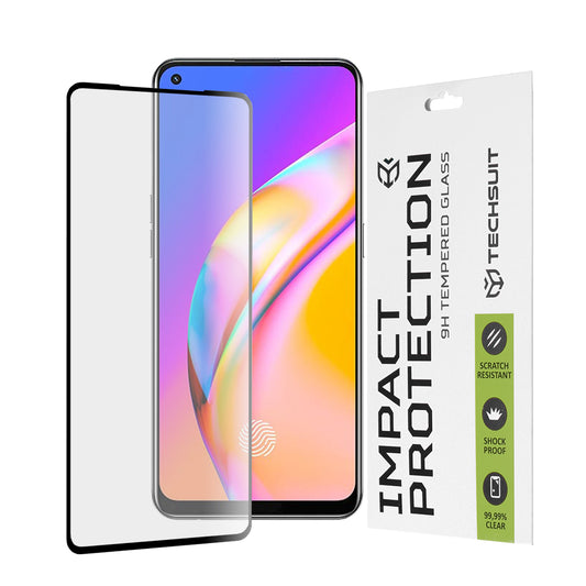 Pellicola protettiva per schermo Techsuit per Realme 9 / 9 Pro+ / Oppo Find X5 Lite / Reno7 5G / A94, Vetro Temperato, Full Glue, 111D, Nero