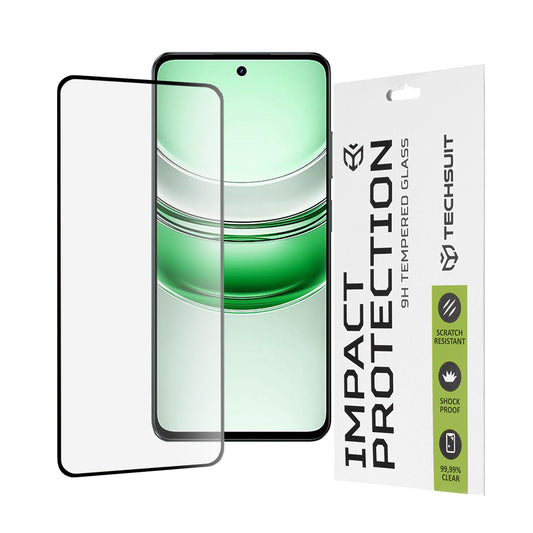 Pellicola protettiva per schermo Techsuit per Realme C71, Vetro temperato, Full Glue, 111D, Nero