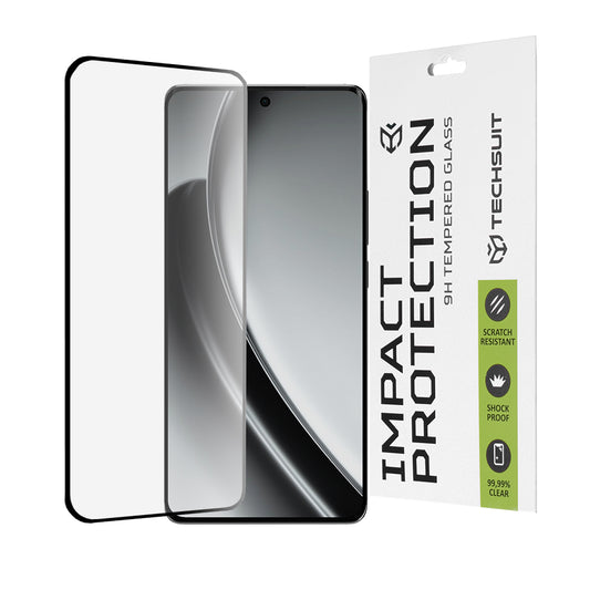 Pellicola protettiva per schermo Techsuit per Realme GT 6T / GT 6, Vetro temperato, Full Glue, 111D, Nero