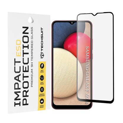 Pellicola protettiva per schermo Techsuit per Samsung Galaxy A04e A042 / M04 M045 / A03 A035 / A03 Core A032, Vetro temperato, Full Glue, Nero