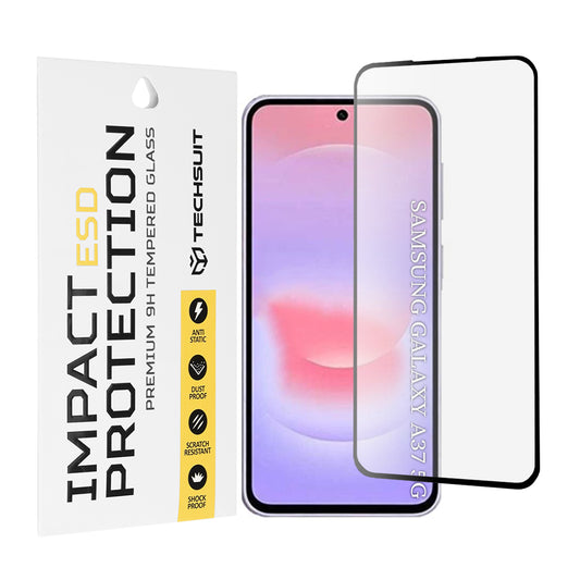 Pellicola protettiva Techsuit per Samsung Galaxy A37 5G, Vetro Temperato, Full Glue, Nera