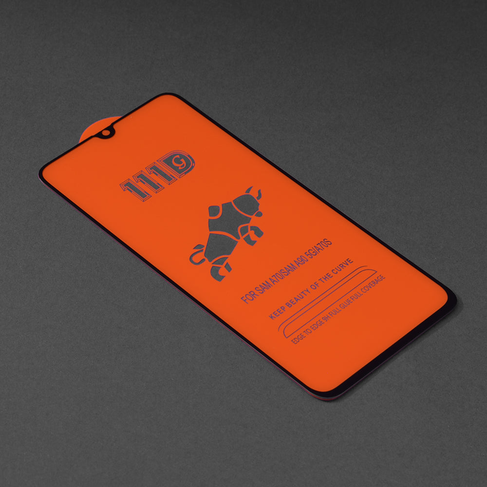 Pellicola protettiva per schermo Techsuit per Samsung Galaxy A70s A707 / A90 5G A908 / A70 A705, Vetro temperato, Full Glue, 111D, Nero