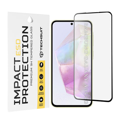 Pellicola protettiva per schermo Techsuit per Samsung Galaxy M35 / A55 5G A556 / A35 5G A356, Vetro temperato, Full Glue, Nero