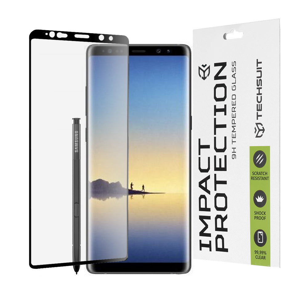 Pellicola Protettiva Schermo Techsuit per Samsung Galaxy Note 8 N950, Vetro Temperato, Full Glue, 111D, Nero