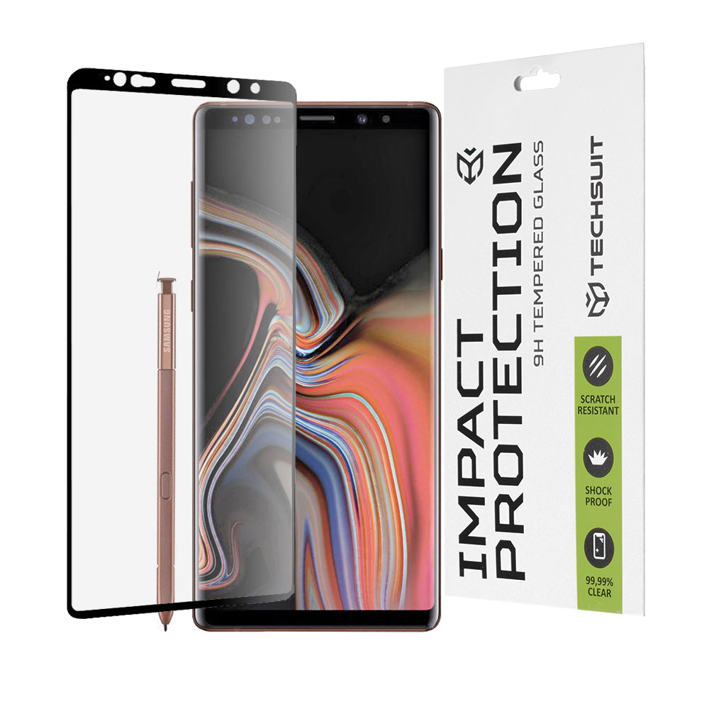 Pellicola protettiva per schermo Techsuit per Samsung Galaxy Note 9 N960, Vetro Temperato, Full Glue, 111D, Nero
