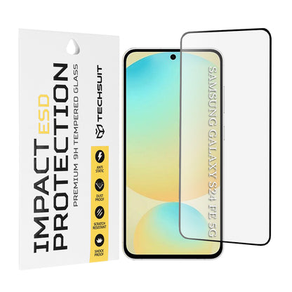 Pellicola protettiva per schermo Techsuit per Samsung Galaxy S24 FE S721, Vetro temperato, Full Glue, Nero