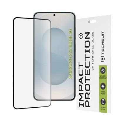 Pellicola Protettiva Schermo Techsuit per Samsung Galaxy S25 Edge S937, Vetro Temperato, Full Glue, 111D, Nero