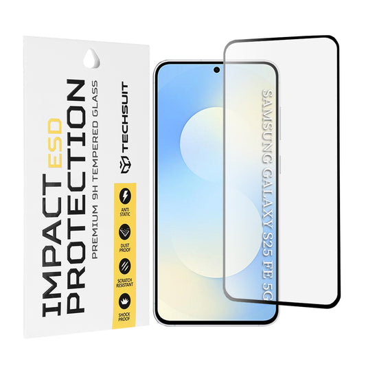 Pellicola protettiva per schermo Techsuit per Samsung Galaxy S25 FE, Vetro temperato, Full Glue, Nero