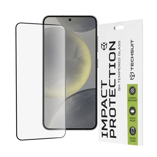 Pellicola protettiva per schermo Techsuit per Samsung Galaxy S25 S931 / S24 S921, Vetro temperato, Full Glue, 111D, Nero