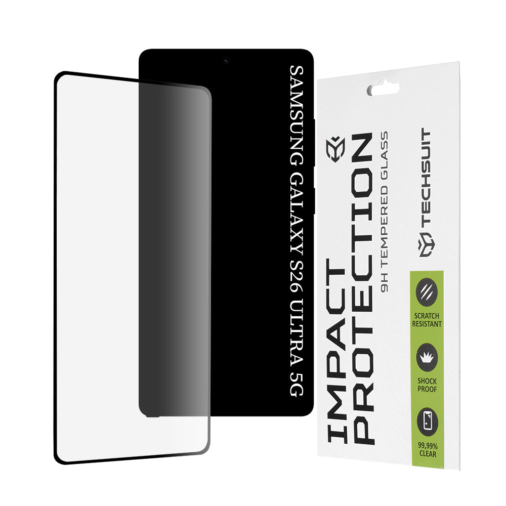 Techsuit Screen Protector for Samsung Galaxy S26 Ultra S948, Tempered Glass, Full Glue, 111D, Black