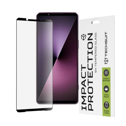 Pellicola protettiva per schermo Techsuit per Sony Xperia 1 VII, Vetro temperato, Full Glue, 111D, Nero