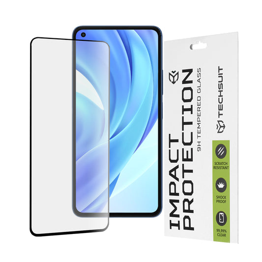 Pellicola protettiva per schermo Techsuit per Xiaomi 11 Lite 5G NE / Mi 11 Lite 5G / 11 Lite, Vetro Temperato, Full Glue, 111D, Nera