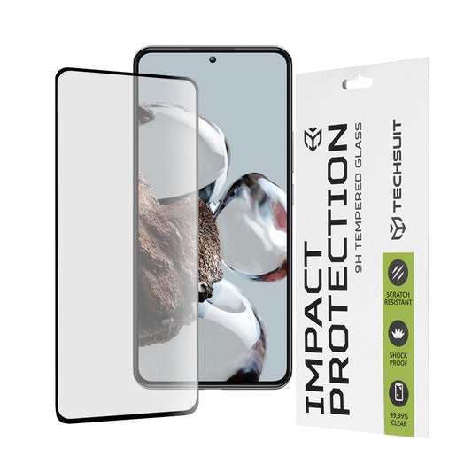 Pellicola protettiva per schermo Techsuit per Xiaomi 12T / 12T Pro, Vetro temperato, Full Glue, 111D, Nero