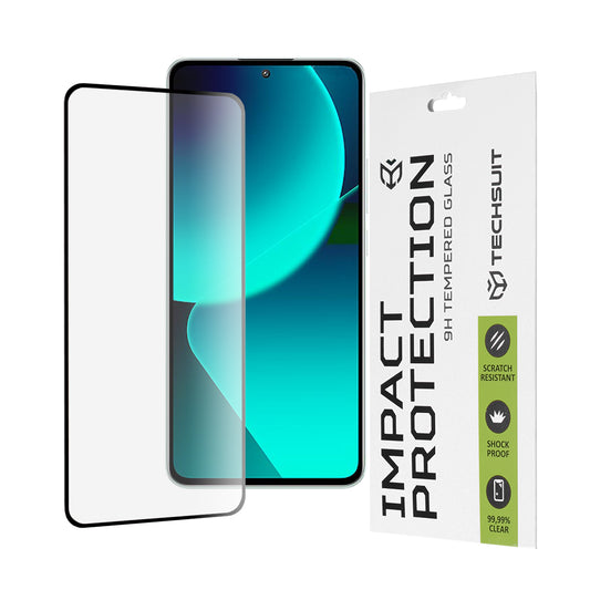 Pellicola protettiva per schermo Techsuit per Xiaomi 13T Pro / 13T, Vetro temperato, Full Glue, 111D, Nero