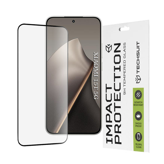 Pellicola protettiva per schermo Techsuit per Xiaomi 15T, Vetro Temperato, Full Glue, 111D, Nera