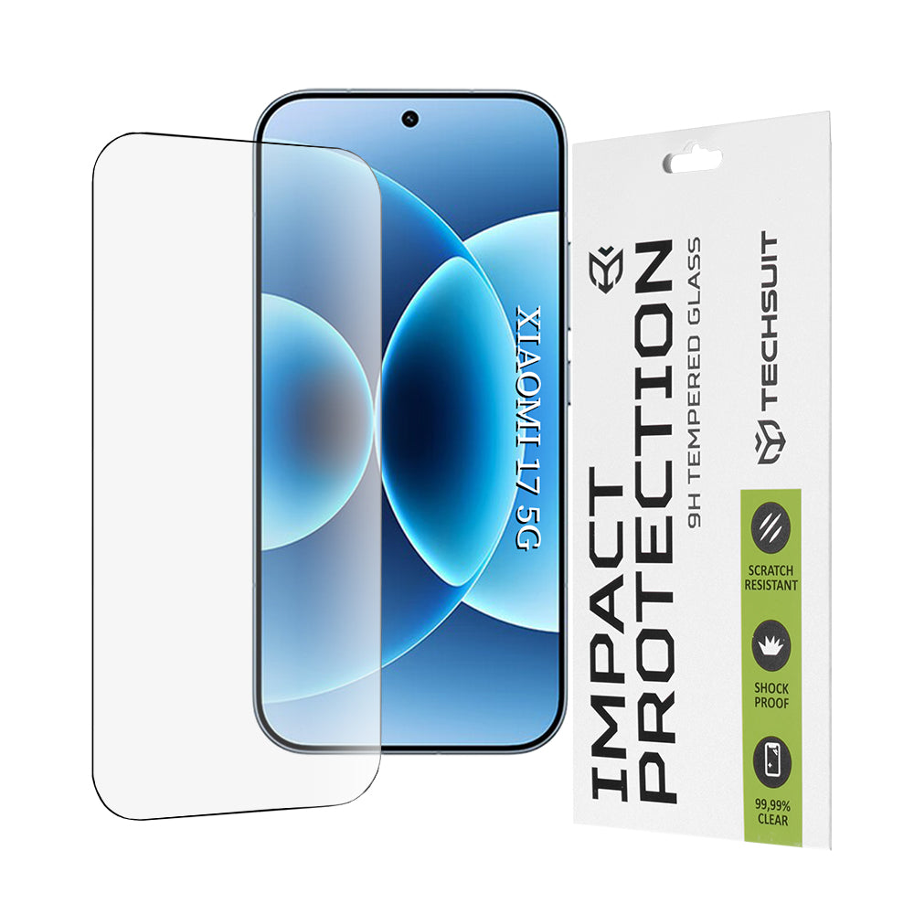 Pellicola protettiva schermo Techsuit per Xiaomi 17, Vetro Temperato, Full Glue, 111D, Nera