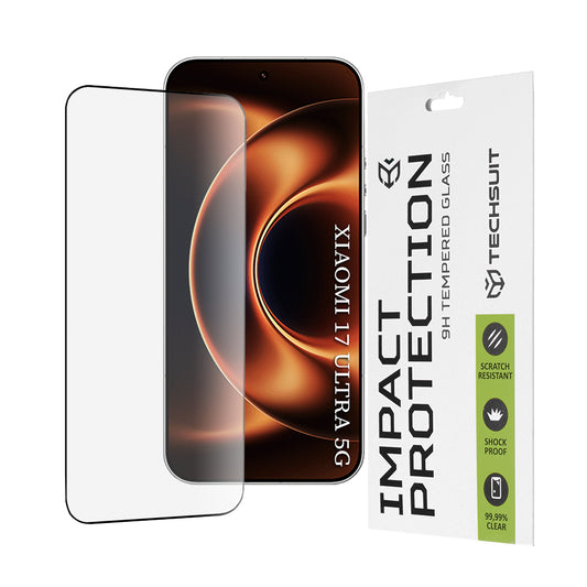 Pellicola protettiva per schermo Techsuit per Xiaomi 17 Ultra, Vetro Temperato, Full Glue, 111D, Nera