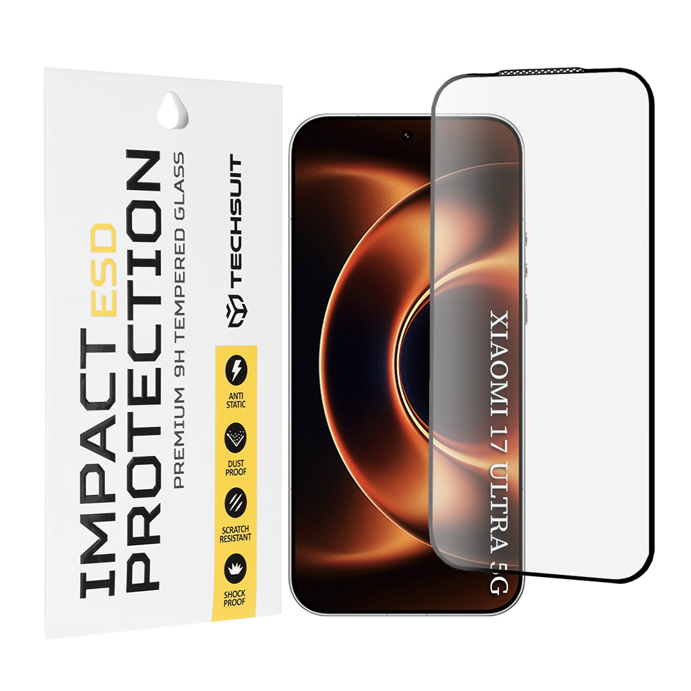 Pellicola protettiva per schermo Techsuit per Xiaomi 17 Ultra, Vetro Temperato, Full Glue, Nera