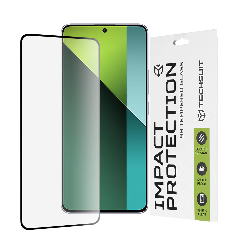 Pellicola protettiva per schermo Techsuit per Xiaomi Poco X6 / Redmi Note 13 Pro 5G, Vetro Temperato, Full Glue, 111D, Nero