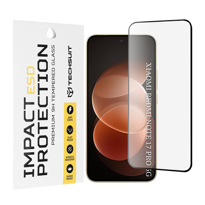 Pellicola protettiva per schermo Techsuit per Xiaomi Poco X8 / Redmi Note 17 Pro / Note 17 Pro Max, vetro temperato, full glue, nera