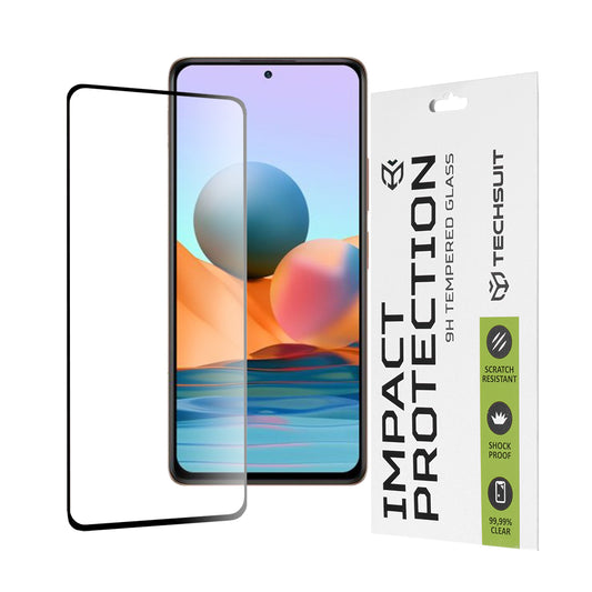 Pellicola protettiva per schermo Techsuit per Xiaomi Redmi Note 10 Pro Max / Note 10 Pro, Vetro temperato, Full Glue, 111D, Nero
