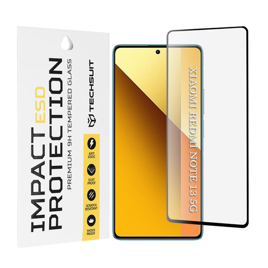 Pellicola protettiva per schermo Techsuit per Xiaomi Redmi Note 13 5G, Vetro temperato, Full Glue, Nero