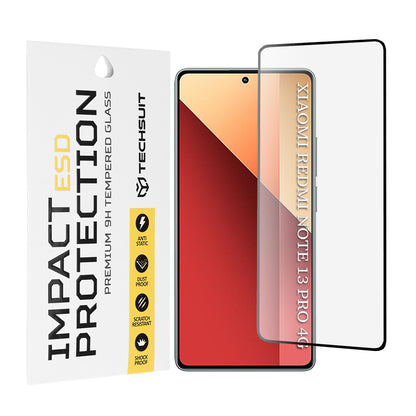 Pellicola protettiva per schermo Techsuit per Xiaomi Redmi Note 13 Pro 4G / Poco M6 Pro 4G, Vetro temperato, Full Glue, Nero