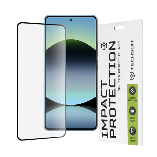 Pellicola protettiva per schermo Techsuit per Xiaomi Redmi Note 14S, Vetro Temperato, Full Glue, 111D, Nero