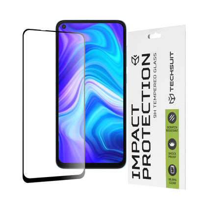 Pellicola Protettiva Schermo Techsuit per Xiaomi Redmi Note 9 / 10X 4G, Vetro Temperato, Full Glue, 111D, Nero