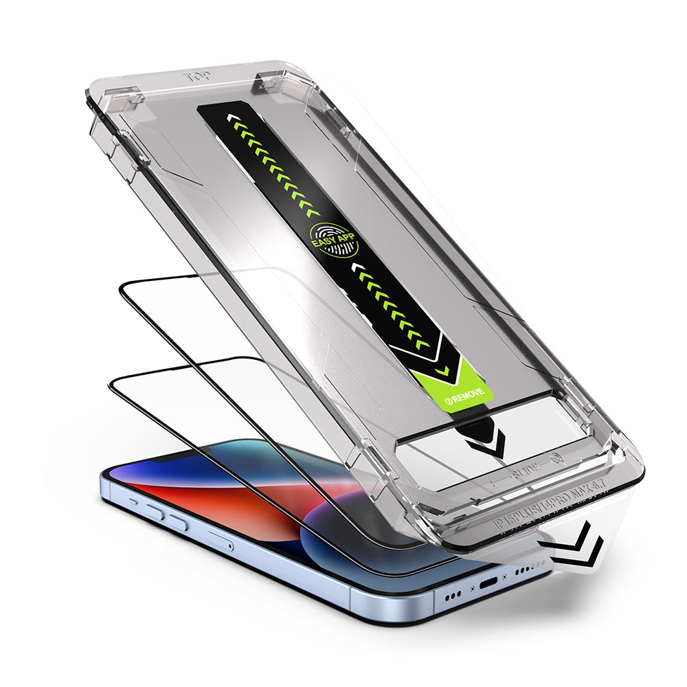 Pellicola protettiva per schermo Techsuit TitanGlass per Apple iPhone 14 Pro Max, Vetro temperato, Full Glue, Set 2 pezzi, Nero