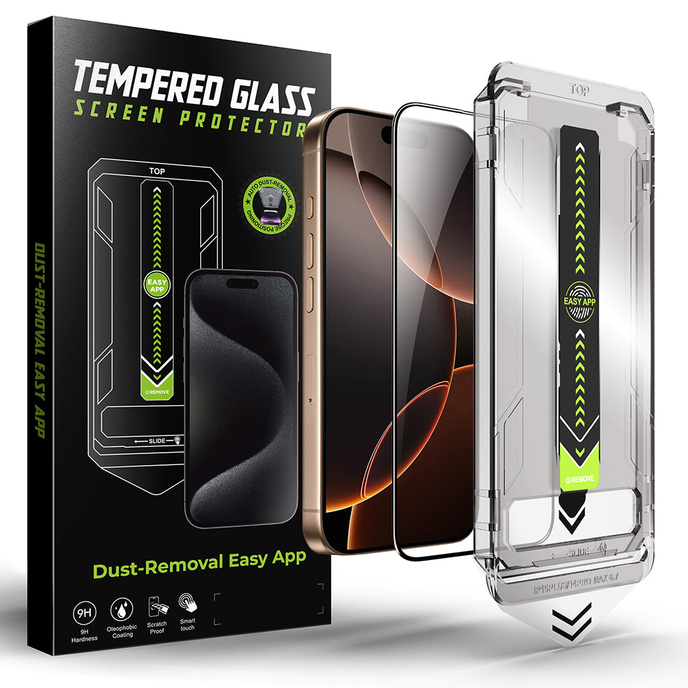 Pellicola protettiva per schermo Techsuit TitanGlass per Apple iPhone 16 / 15, Vetro temperato, Full Glue, Nero