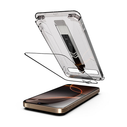Pellicola protettiva per schermo Techsuit TitanGlass per Apple iPhone 16 / 15, Vetro temperato, Full Glue, Nero