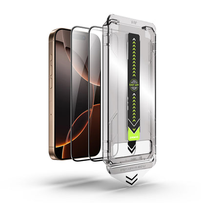 Pellicola protettiva per schermo Techsuit TitanGlass per Apple iPhone 16 / 15, Vetro temperato, Full Glue, Set 2 pezzi, Nero