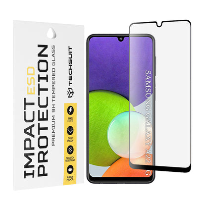Pellicola protettiva per schermo Techsuit per Samsung Galaxy A22 A225, vetro temperato, nero