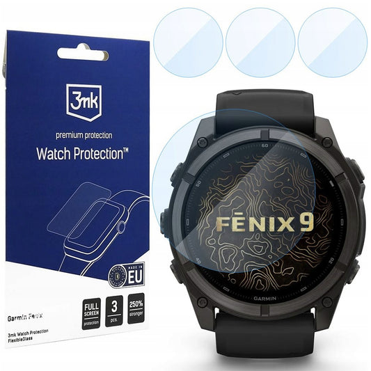 Pellicola Protettiva 3MK FlexibleGlass per Garmin Fenix 9 51mm, Set da 3 pezzi, Vetro Flessibile