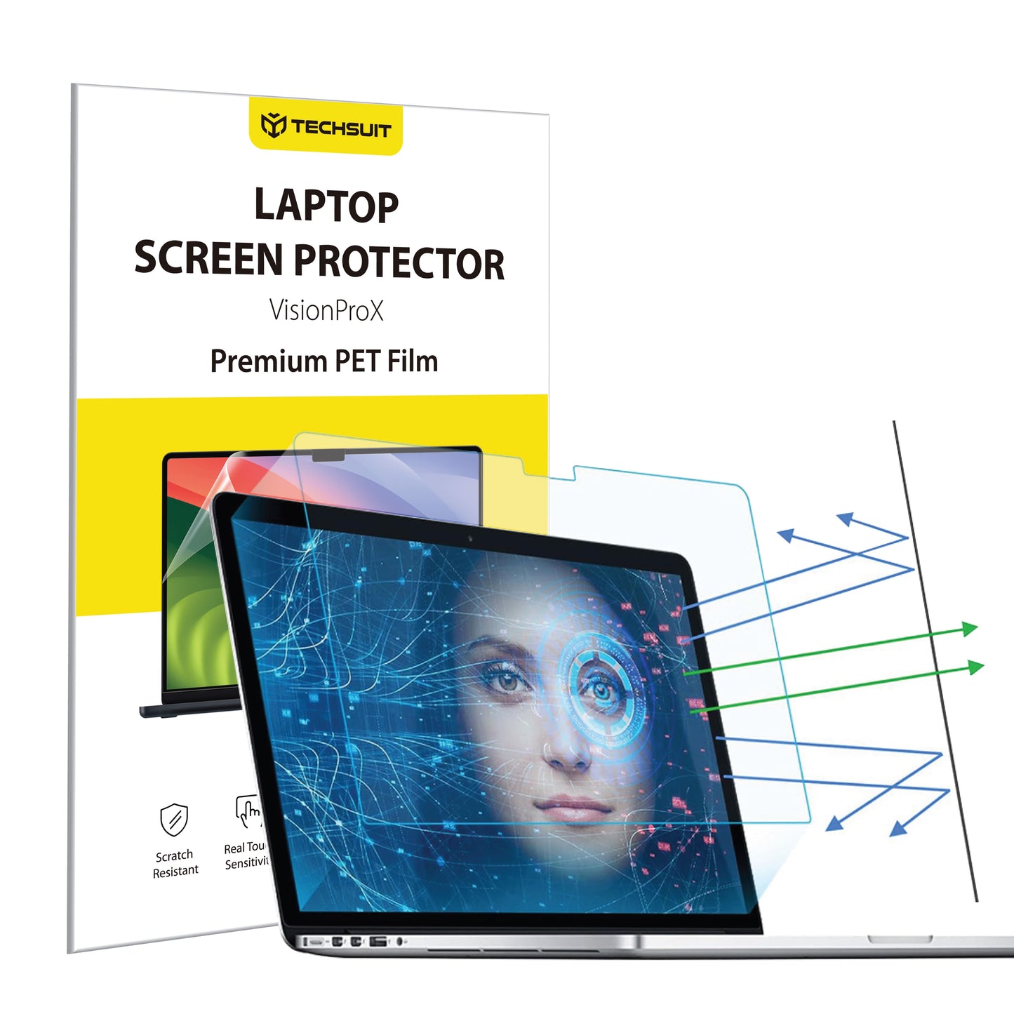 Pellicola Protettiva Schermo Anti Luce Blu Techsuit VisionProX per Apple MacBook Air M3 13 pollici (2024), Plastica