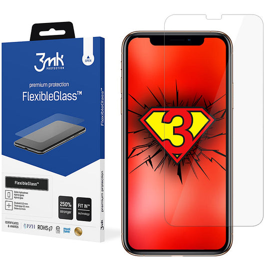 Pellicola protettiva per schermo 3MK FlexibleGlass per Apple iPhone 11 / XR, Vetro Flessibile, Colla Completa