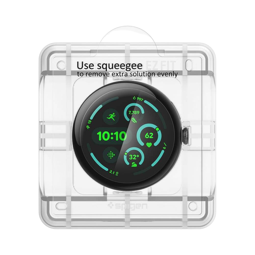 Pellicola Protettiva Spigen Elite Shield EZ FIT per Google Pixel Watch 45mm Series, Set 2 pezzi, Vetro Temperato, Trasparente AFL08525