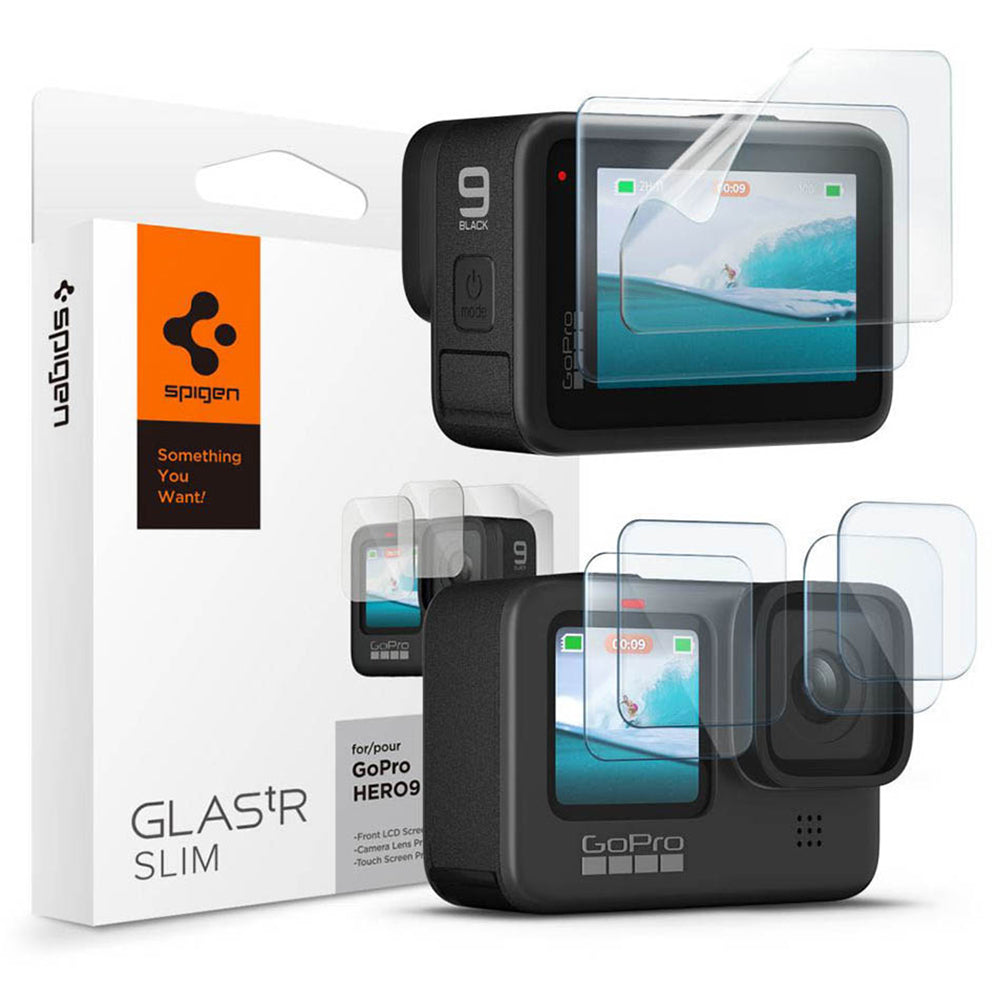 Pellicola Protettiva Schermo e Lente Spigen GlastR Slim per GoPro Hero 12 / 9 / 10 / 11, Vetro Temperato, Set 6 pezzi AGL03045