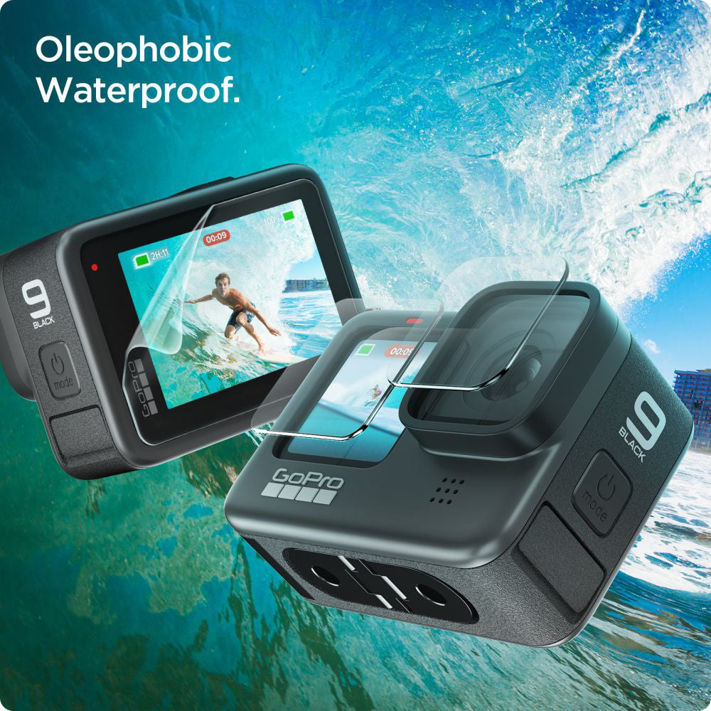 Pellicola Protettiva Schermo e Lente Spigen GlastR Slim per GoPro Hero 12 / 9 / 10 / 11, Vetro Temperato, Set 6 pezzi AGL03045