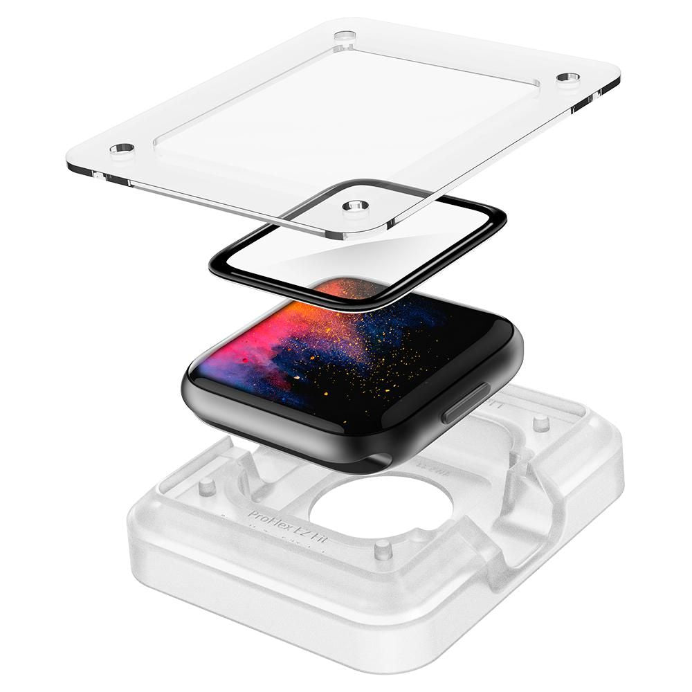 Pellicola Protettiva Spigen ProFlex EZ FIT per Apple Watch 44mm Series, Set 2 pezzi, Vetro Flessibile, Nero
