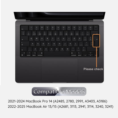 Custodia Protettiva per Tastiera Techsuit PureTypeX per Apple MacBook Pro 14 (2021 - 2024) / Air 13 (2022 - 2025) / Air 15 (2022 - 2025), Trasparente