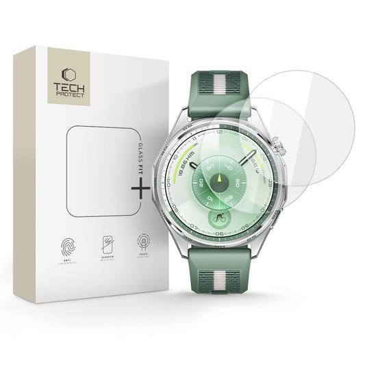 Pellicola Protettiva Tech-Protect Fit+ per Huawei Watch GT 6 46mm, Set 2 pezzi, Vetro Temperato