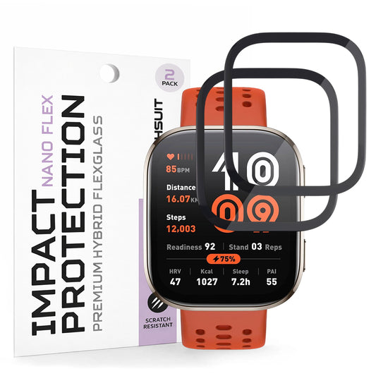 Pellicola Protettiva Techsuit Nano Flex per Amazfit Bip 6, Set 2 pezzi, Plastica, Nera