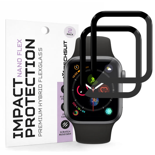 Pellicola Protettiva Techsuit Nano Flex per Apple Watch Serie 40mm, Set 2 pezzi, Plastica, Nera